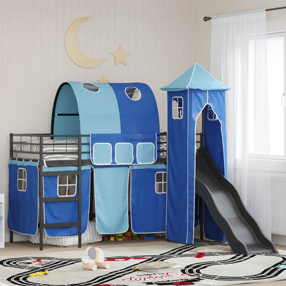 vidaXL Kids'Bunk Bed Frame Plain Black and Blue 90 x 190 cm Metal 1