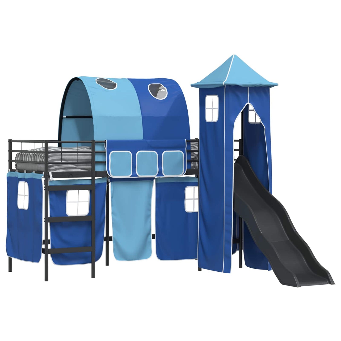 vidaXL Kids'Bunk Bed Frame Plain Black and Blue 90 x 190 cm Metal 2