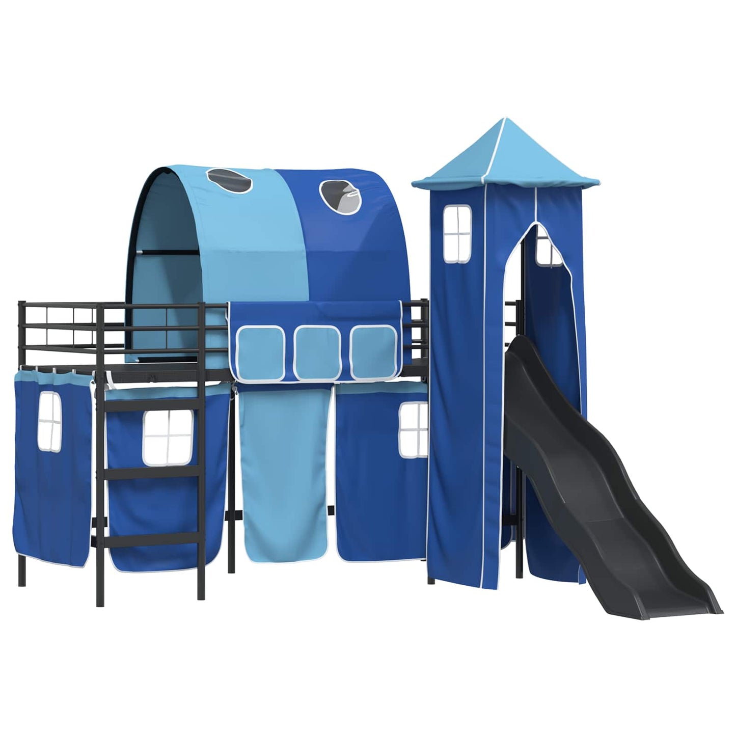 vidaXL Kids'Bunk Bed Frame Plain Black and Blue 90 x 190 cm Metal 4
