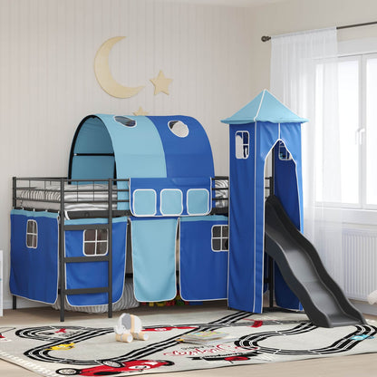 vidaXL Kids'Bunk Bed Frame Plain Black and Blue 90 x 200 cm Metal 1