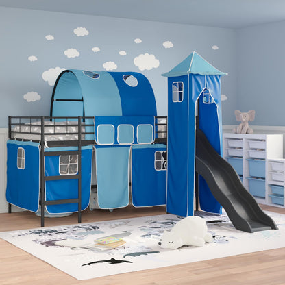 vidaXL Kids'Bunk Bed Frame Plain Black and Blue 90 x 200 cm Metal 3