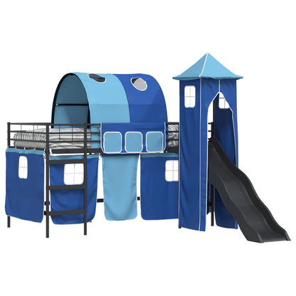 vidaXL Kids'Bunk Bed Frame Plain Black and Blue 90 x 200 cm Metal 2