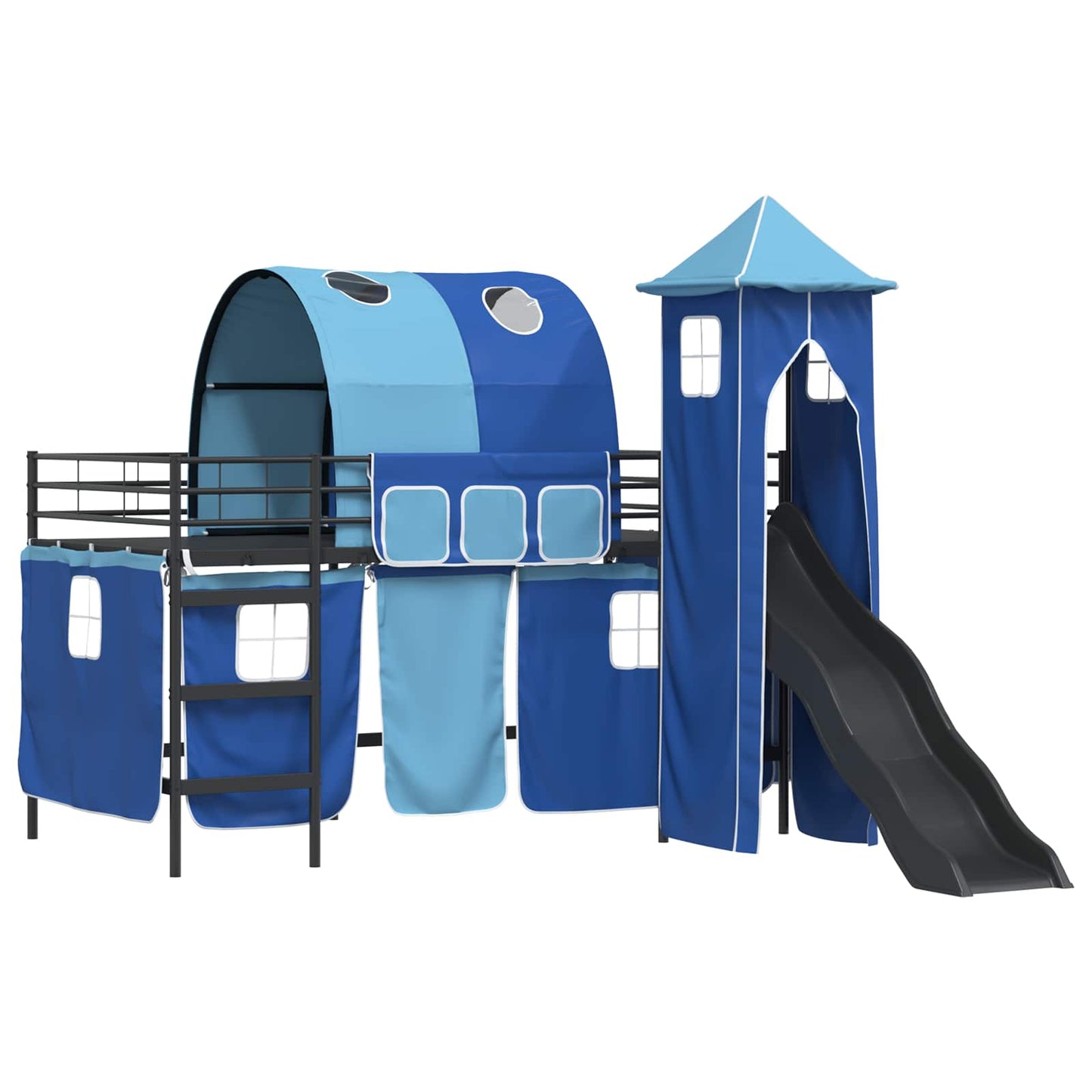 vidaXL Kids'Bunk Bed Frame Plain Black and Blue 90 x 200 cm Metal 4