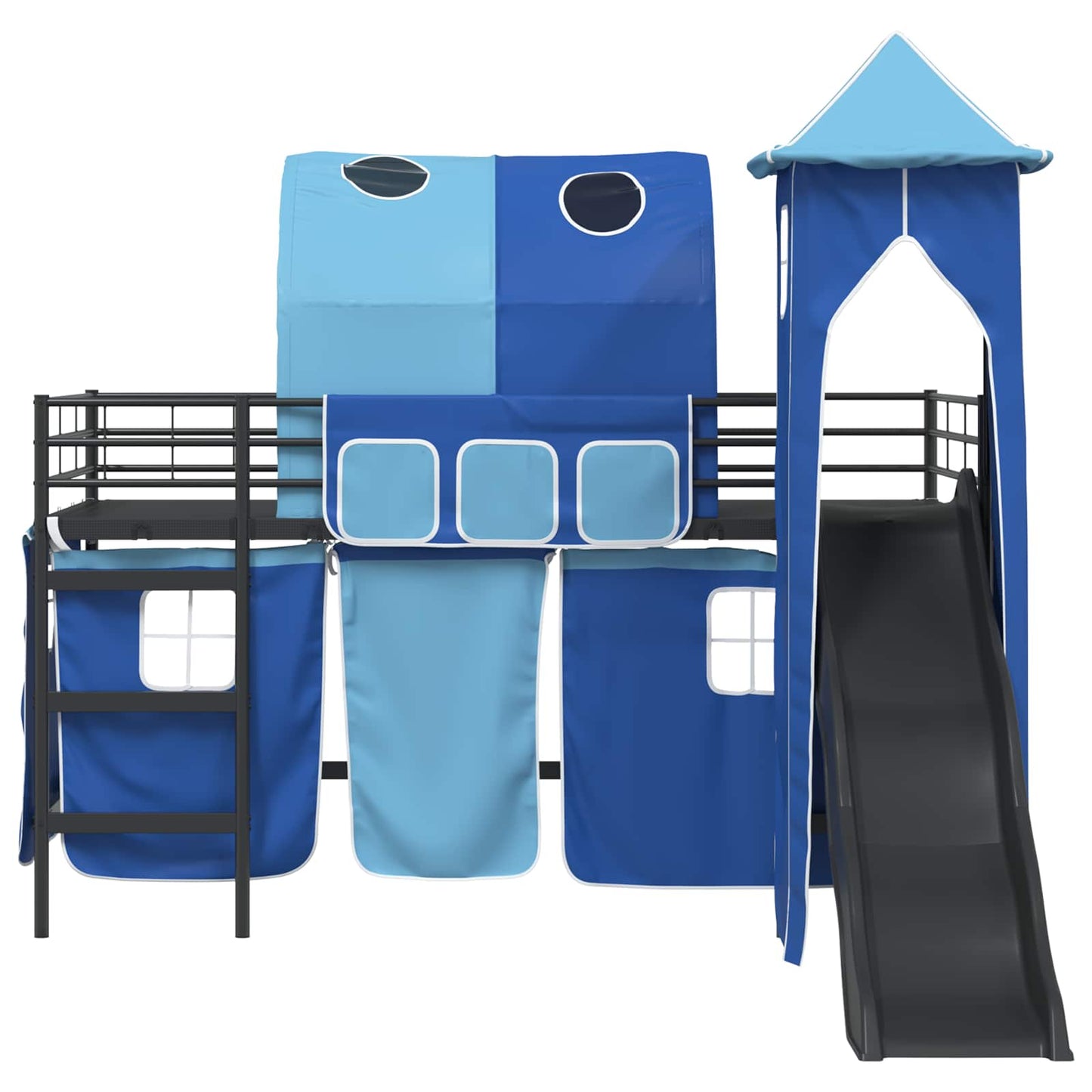 vidaXL Kids'Bunk Bed Frame Plain Black and Blue 90 x 200 cm Metal 6