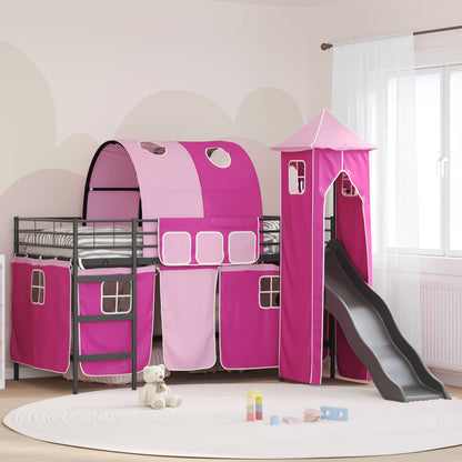 vidaXL Kids'Bunk Bed Frame Plain Black and Pink 107 x 203 cm Metal 1