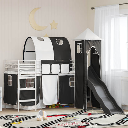 vidaXL Kids'Bunk Bed Frame Plain White and Black 90 x 190 cm Metal 1