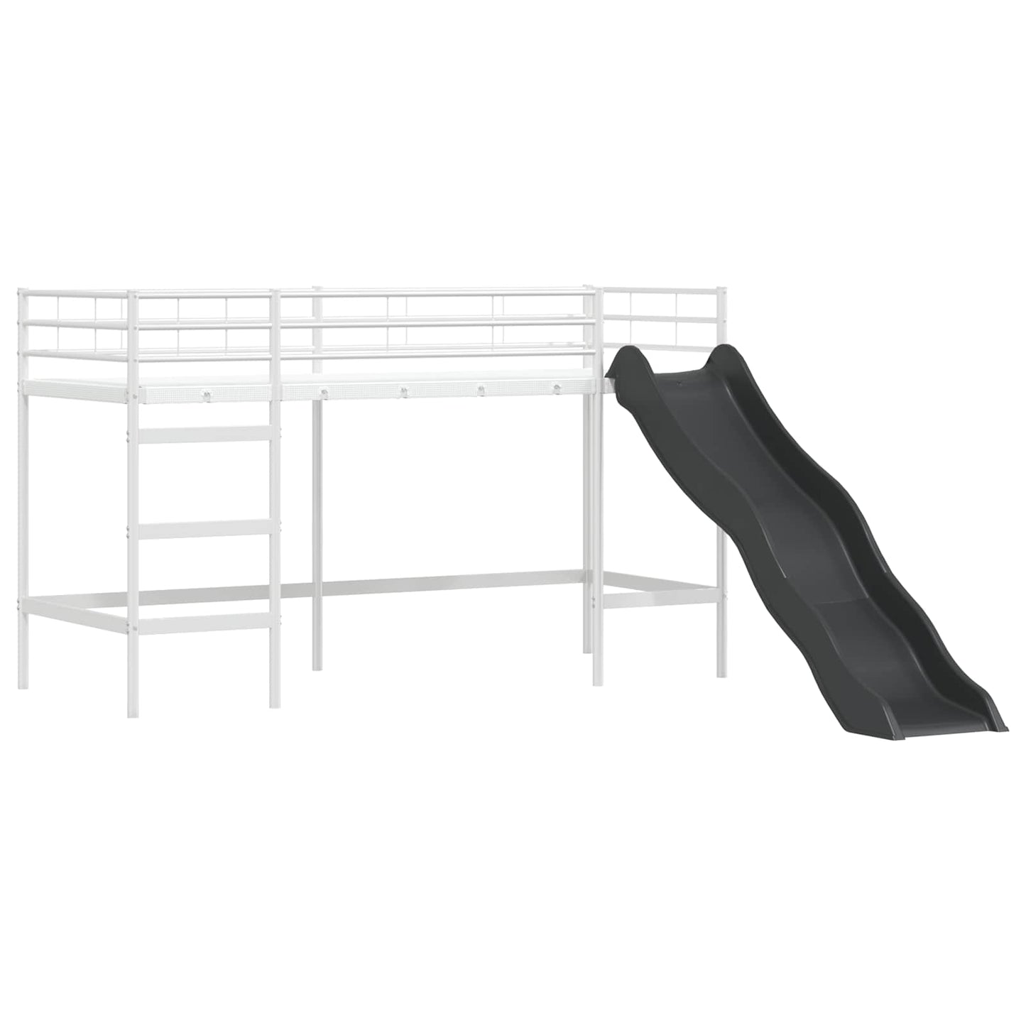 vidaXL Kids'Bunk Bed Frame Plain White and Black 90 x 190 cm Metal 5