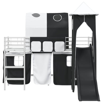 vidaXL Kids'Bunk Bed Frame Plain White and Black 90 x 190 cm Metal 6