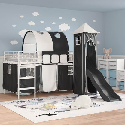 vidaXL Kids'Bunk Bed Frame Plain White and Black 100 x 200 cm Metal 3
