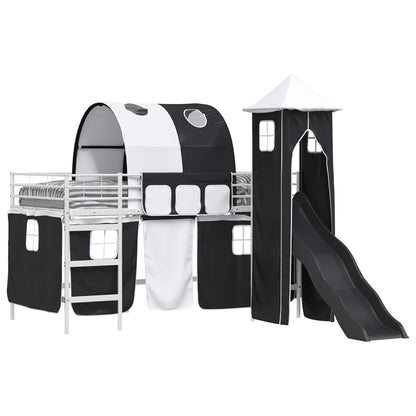 vidaXL Kids'Bunk Bed Frame Plain White and Black 100 x 200 cm Metal 2