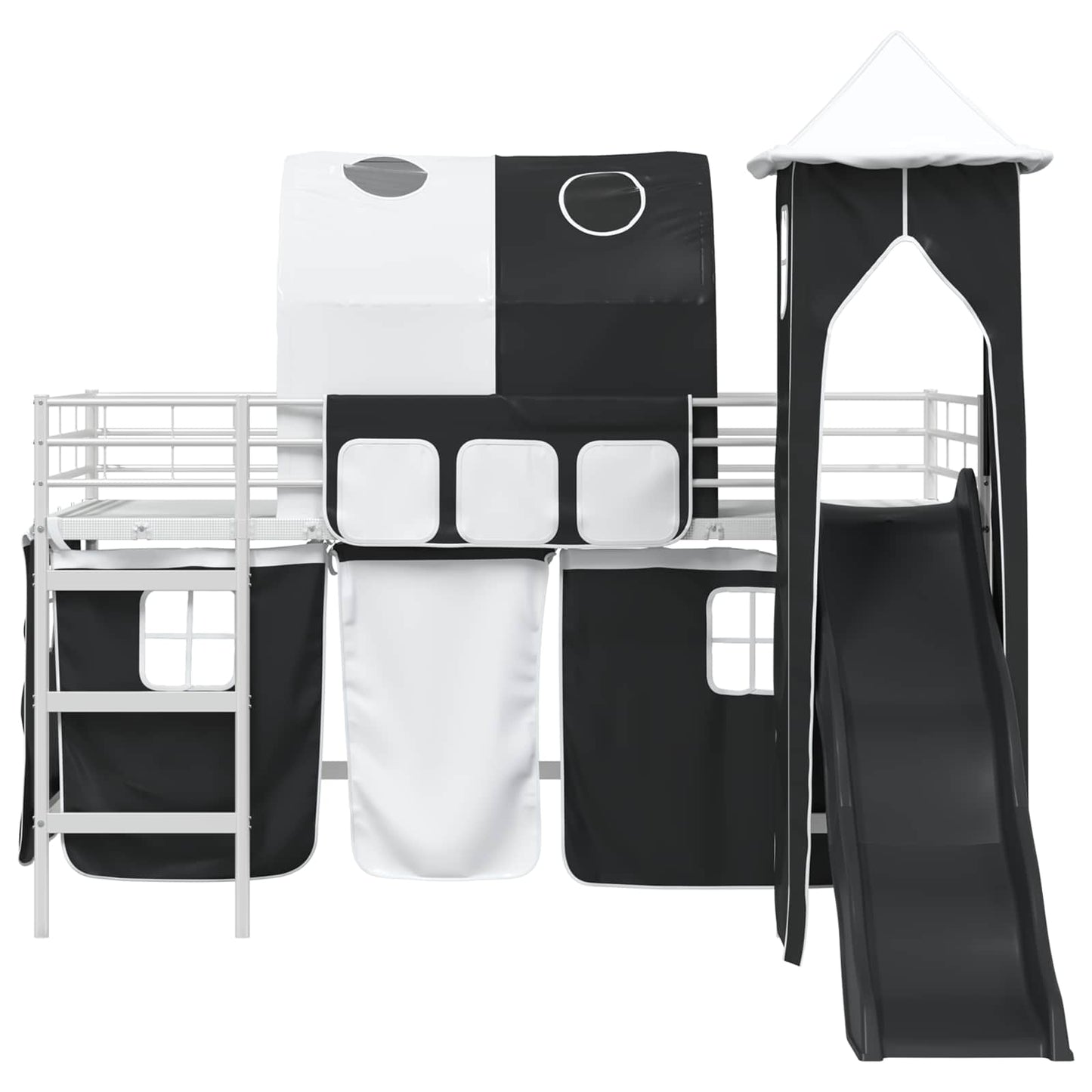 vidaXL Kids'Bunk Bed Frame Plain White and Black 100 x 200 cm Metal 6