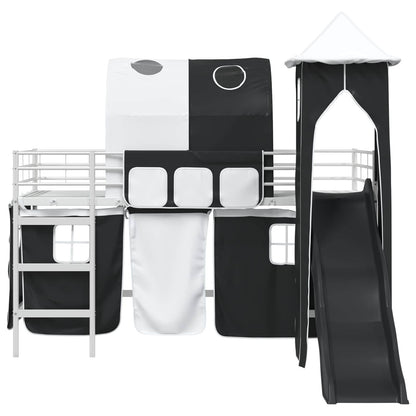 vidaXL Kids'Bunk Bed Frame Plain White and Black 100 x 200 cm Metal 6