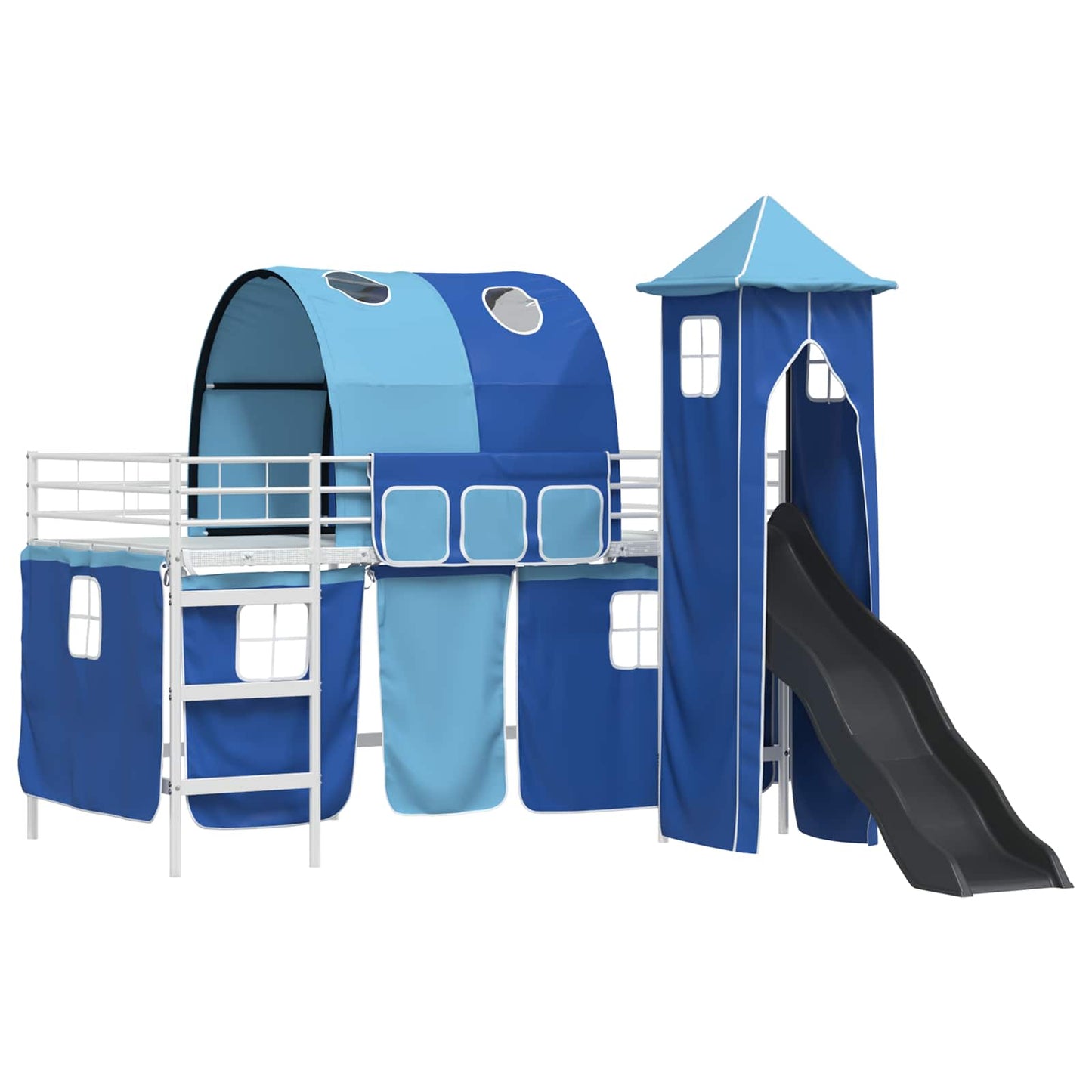 vidaXL Kids'Bunk Bed Frame Plain White and Blue 80 x 200 cm Metal 4
