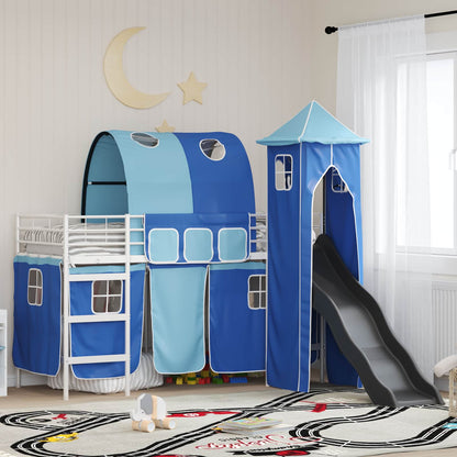 vidaXL Kids'Bunk Bed Frame Plain White and Blue 90 x 190 cm Metal 1