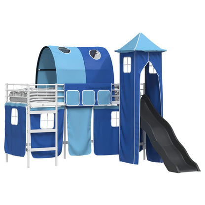 vidaXL Kids'Bunk Bed Frame Plain White and Blue 90 x 190 cm Metal 2