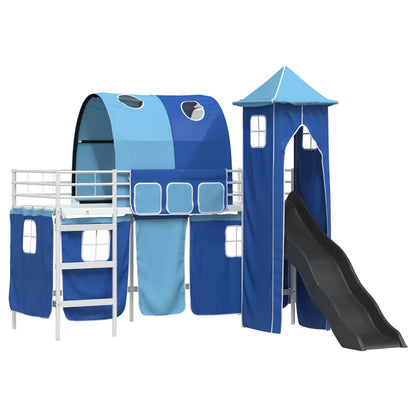 vidaXL Kids'Bunk Bed Frame Plain White and Blue 90 x 190 cm Metal 4