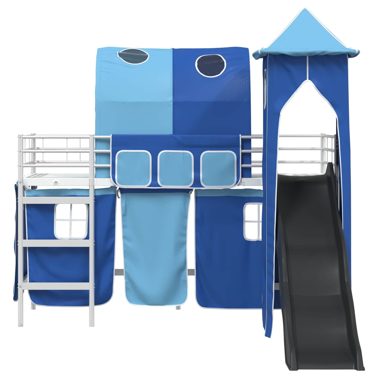 vidaXL Kids'Bunk Bed Frame Plain White and Blue 90 x 190 cm Metal 6