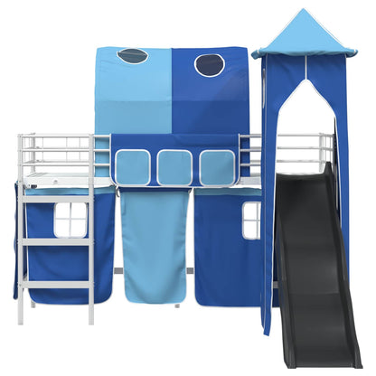 vidaXL Kids'Bunk Bed Frame Plain White and Blue 90 x 190 cm Metal 6