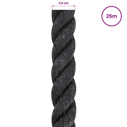 Jute Rope 100% Tossa jute Black Length 25 m 36 mm