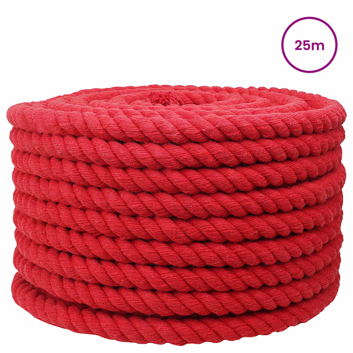 Cotton Rope 100% Cotton Red Length 25 m 20 mm