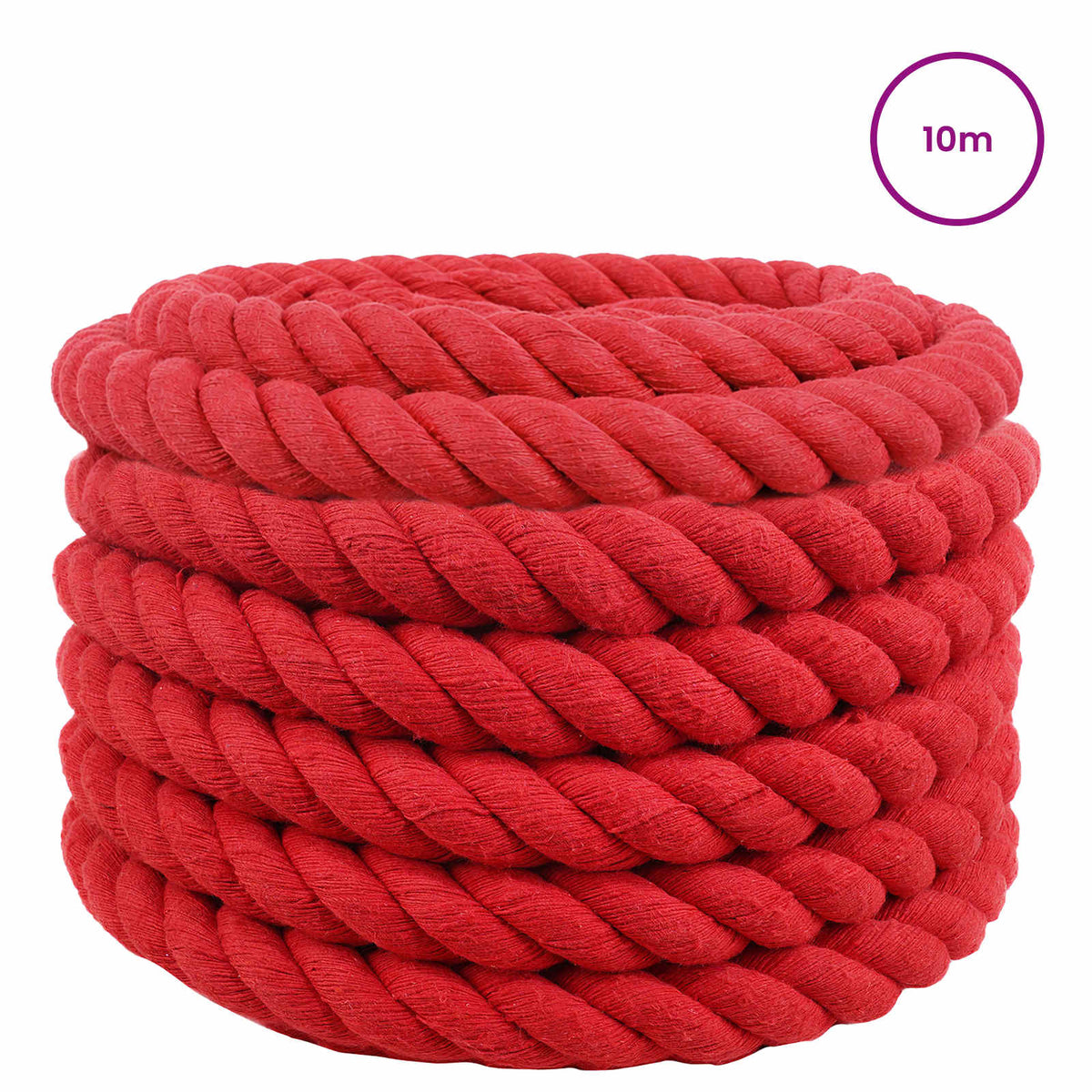 Cotton Rope 100% Cotton Red Length 10 m 36 mm