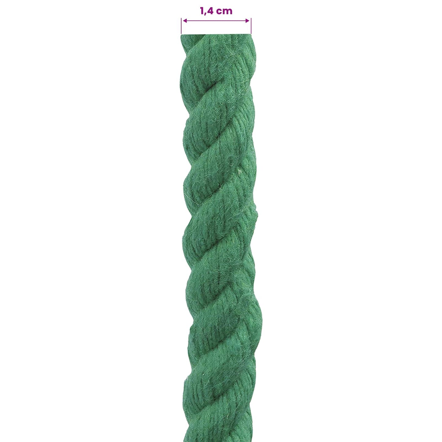 vidaXL Cotton Rope 14 mm 250 m Green 100% Cotton 6