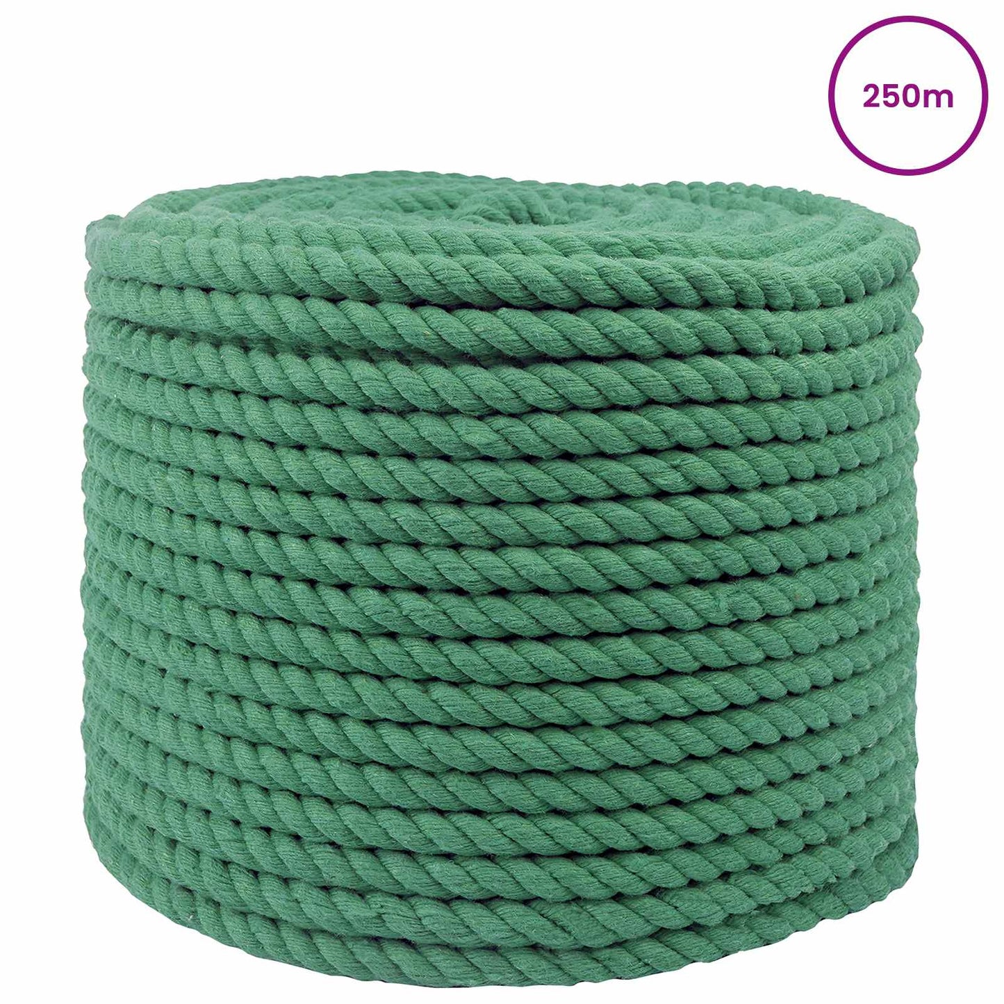 vidaXL Cotton Rope 14 mm 250 m Green 100% Cotton 3