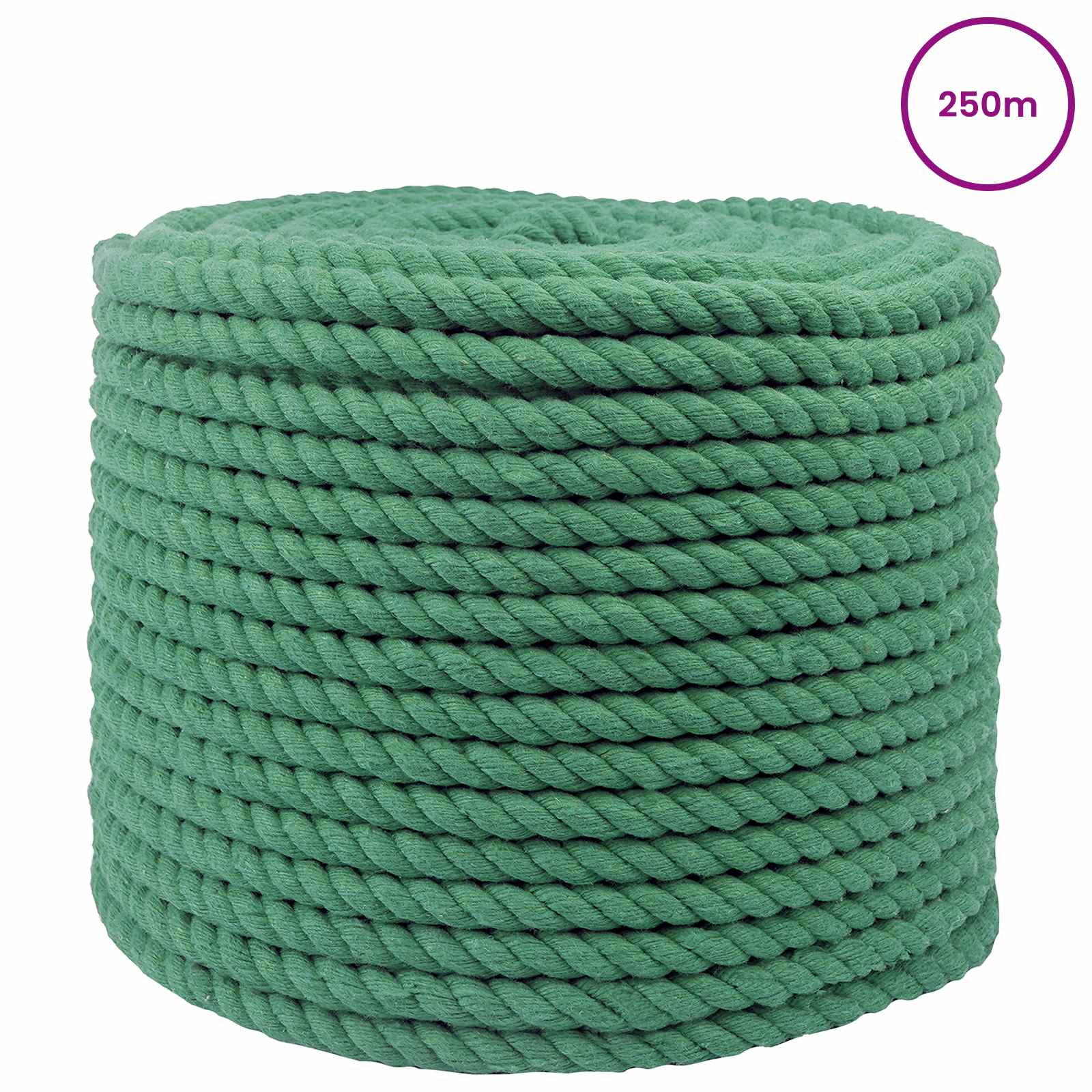 vidaXL Cotton Rope 14 mm 250 m Green 100% Cotton 3