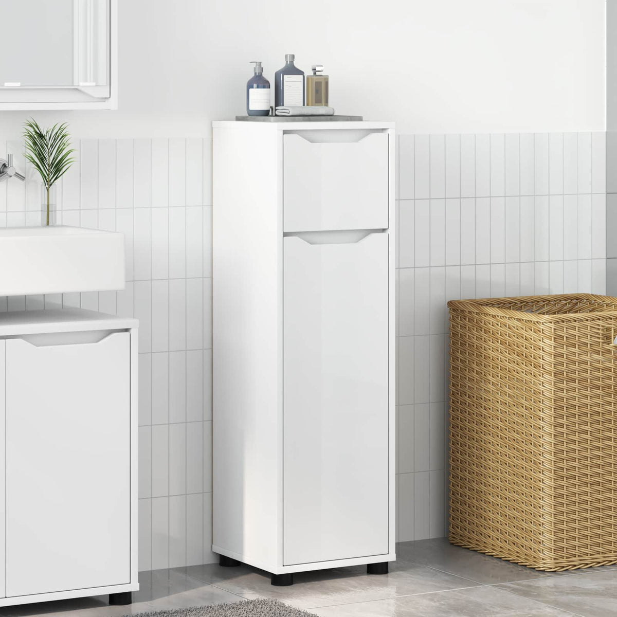 Bathroom Cabinet 30.5 x 30 x 101 cm Engineered Wood White
