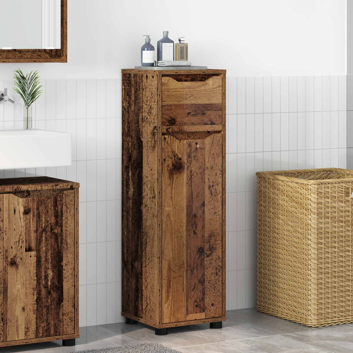 Bathroom Cabinet 30.5 x 30 x 101 cm Engineered Wood Old wood