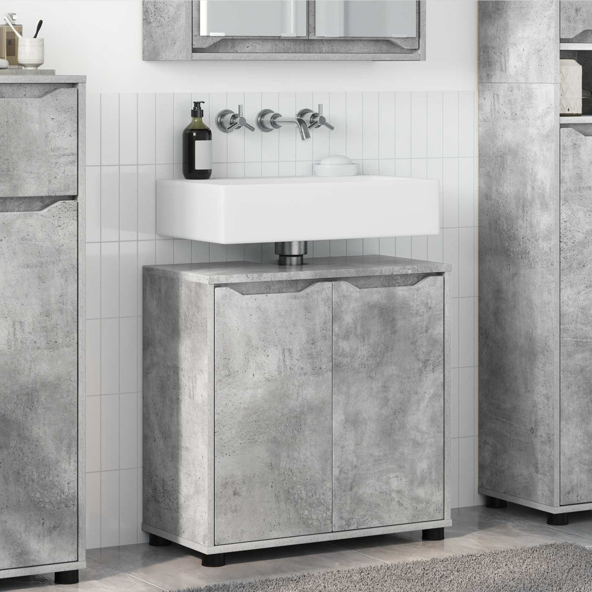 Bathroom Basin Cabinet 60 x 30 x 60 cm Concrete grey