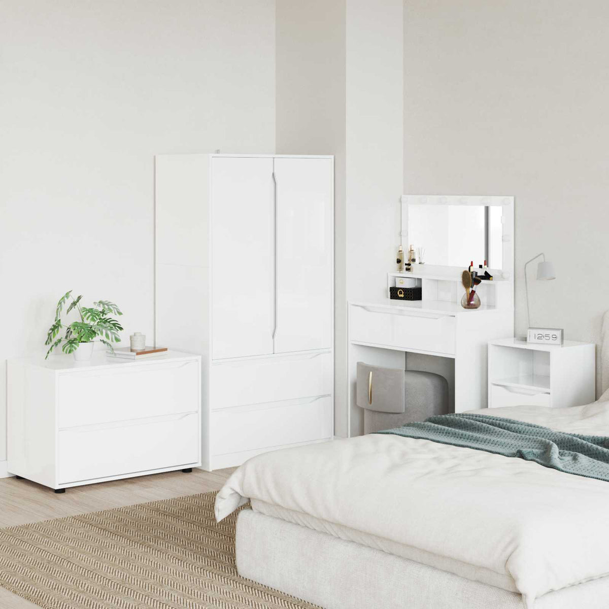 Storage Cabinet 80 x 48 x 57 cm Engineered Wood High gloss white