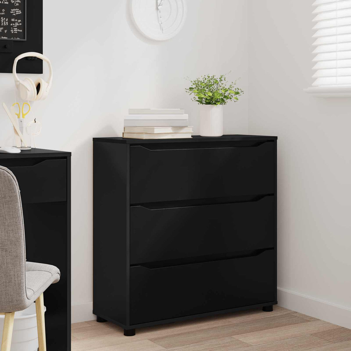 Storage Cabinet 80 x 31 x 81 cm Engineered Wood Black