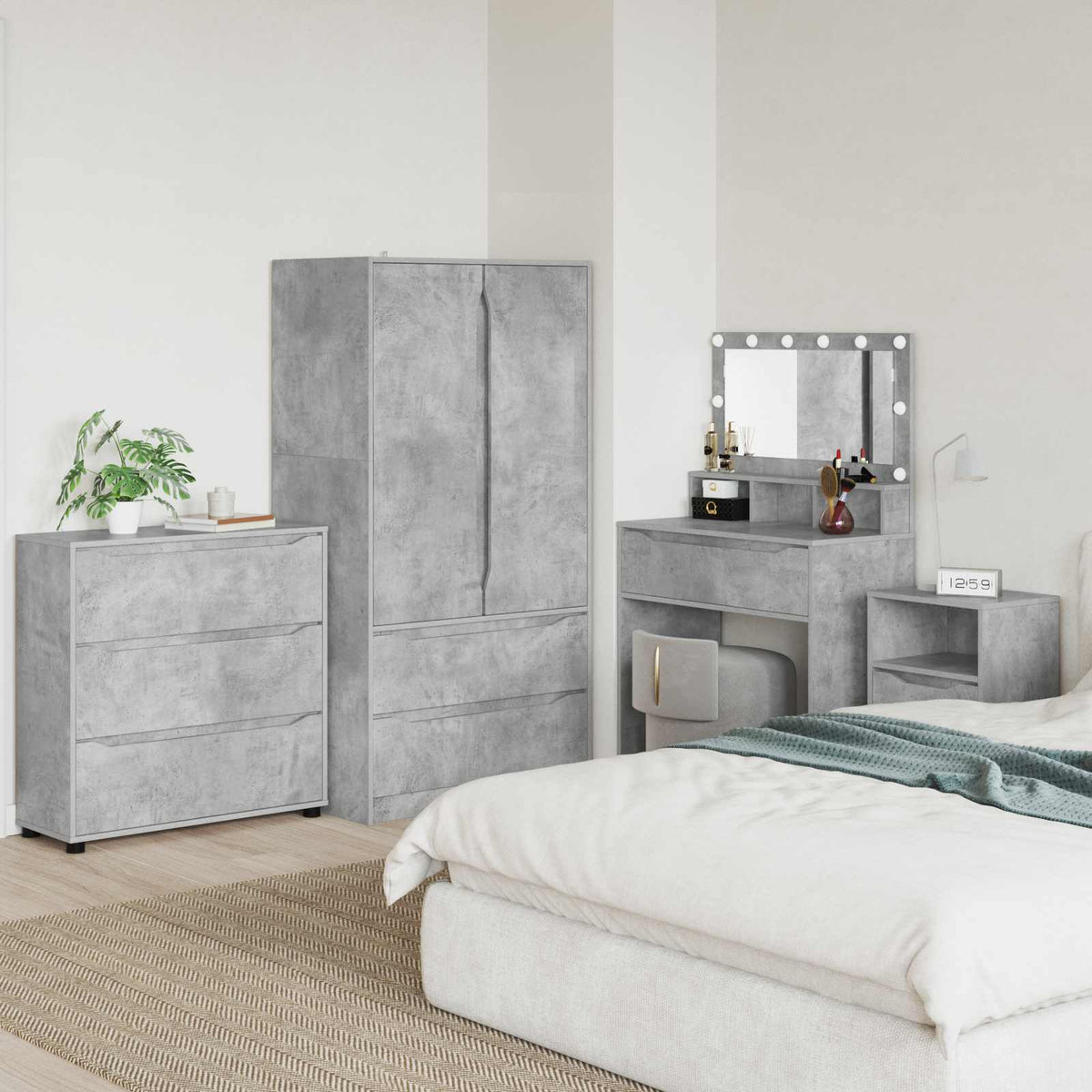 Storage Cabinet 80 x 31 x 81 cm Engineered Wood Concrete grey