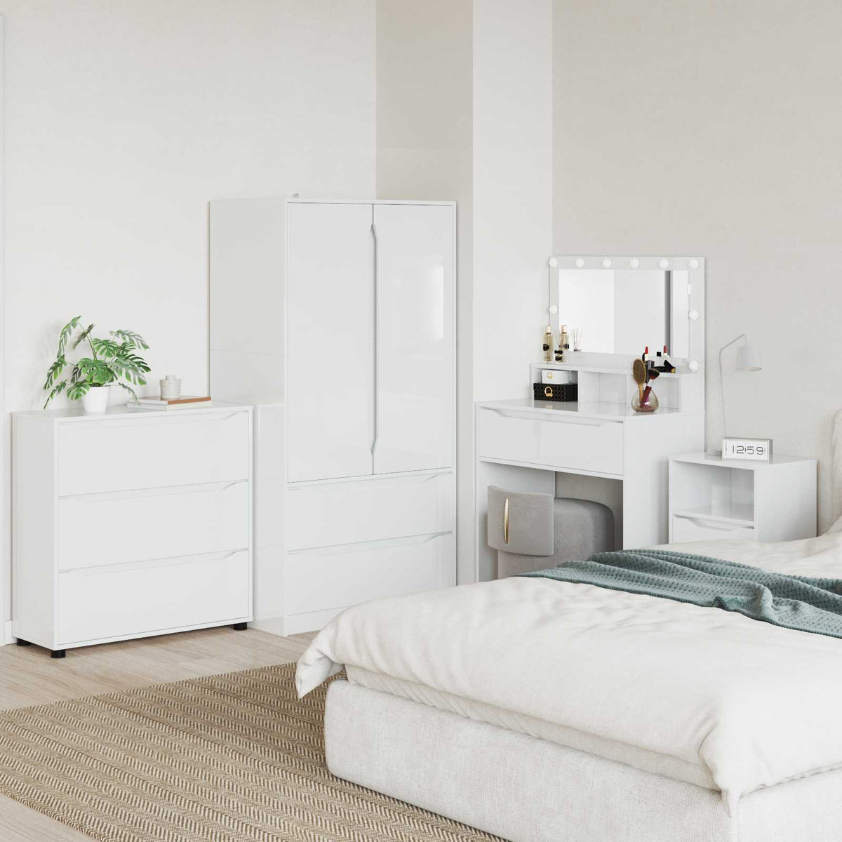 Storage Cabinet 80 x 31 x 81 cm Engineered Wood High gloss white