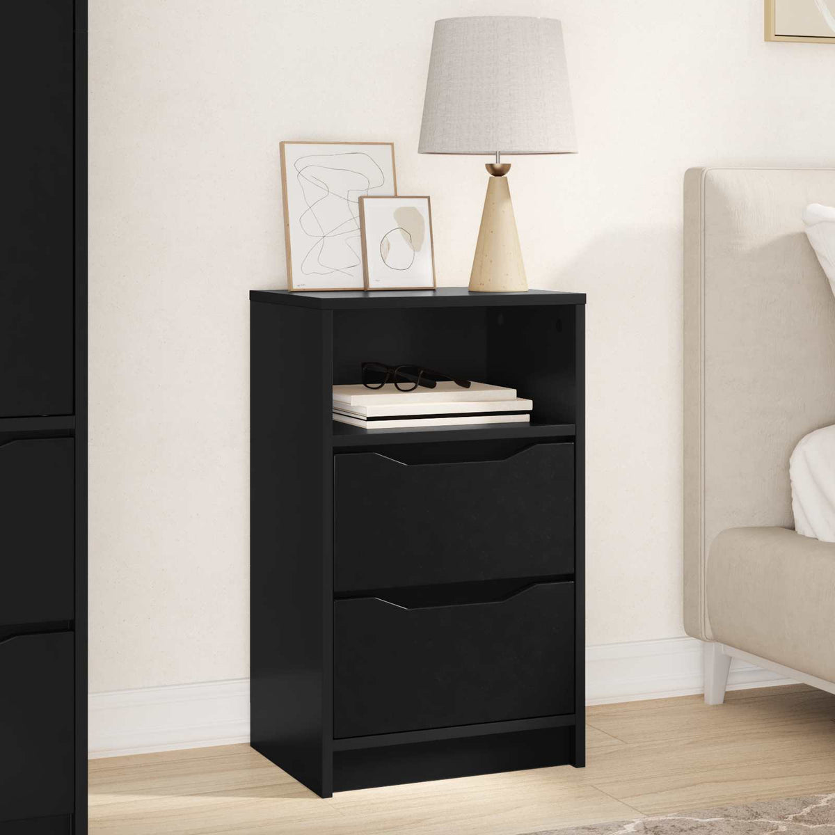 Bedside Table 40 x 30 x 67 cm Engineered Wood Black 1