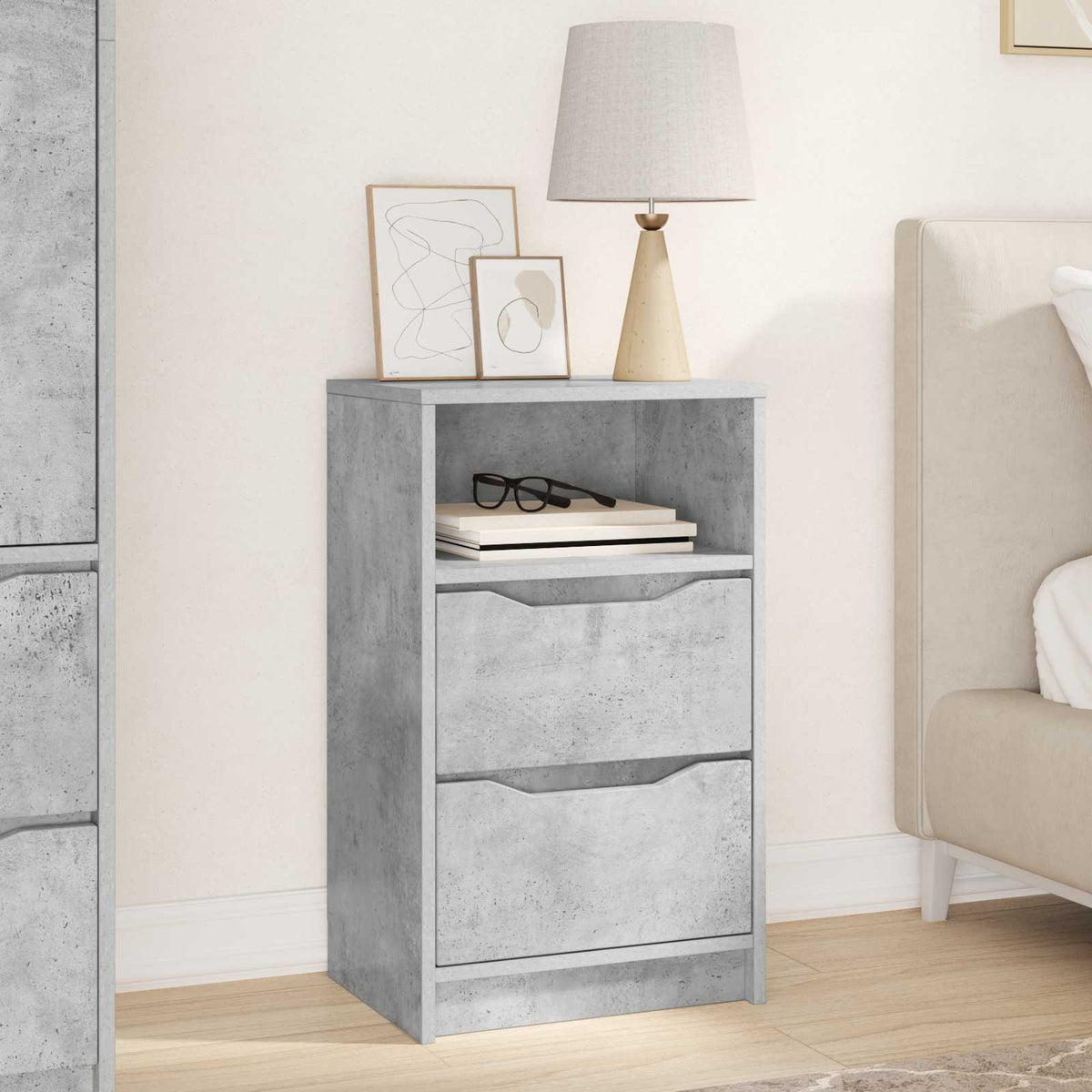 Bedside Table 40 x 30 x 67 cm Engineered Wood Concrete grey 1