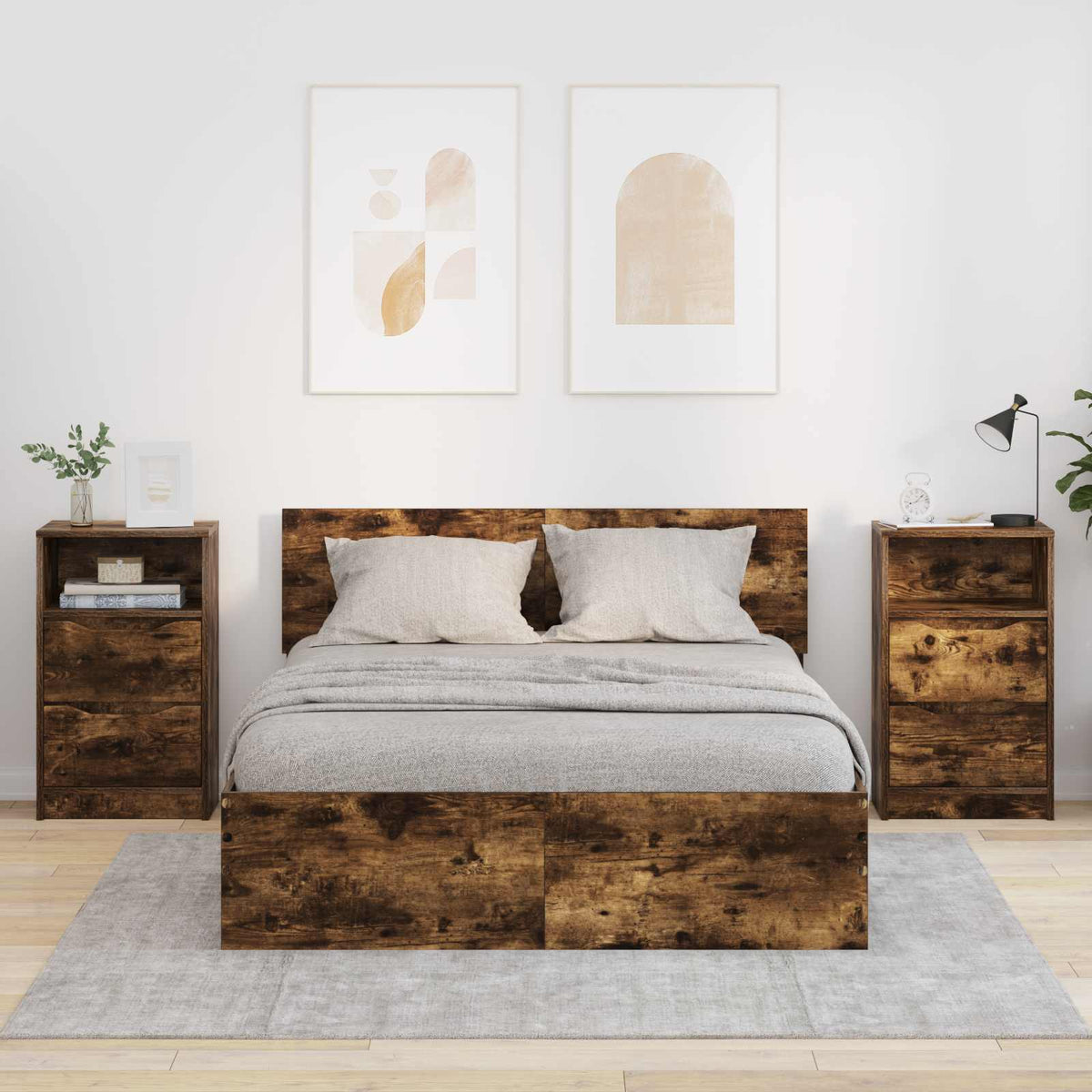 Bedside Table 40 x 30 x 67 cm Engineered Wood Smoked oak 2