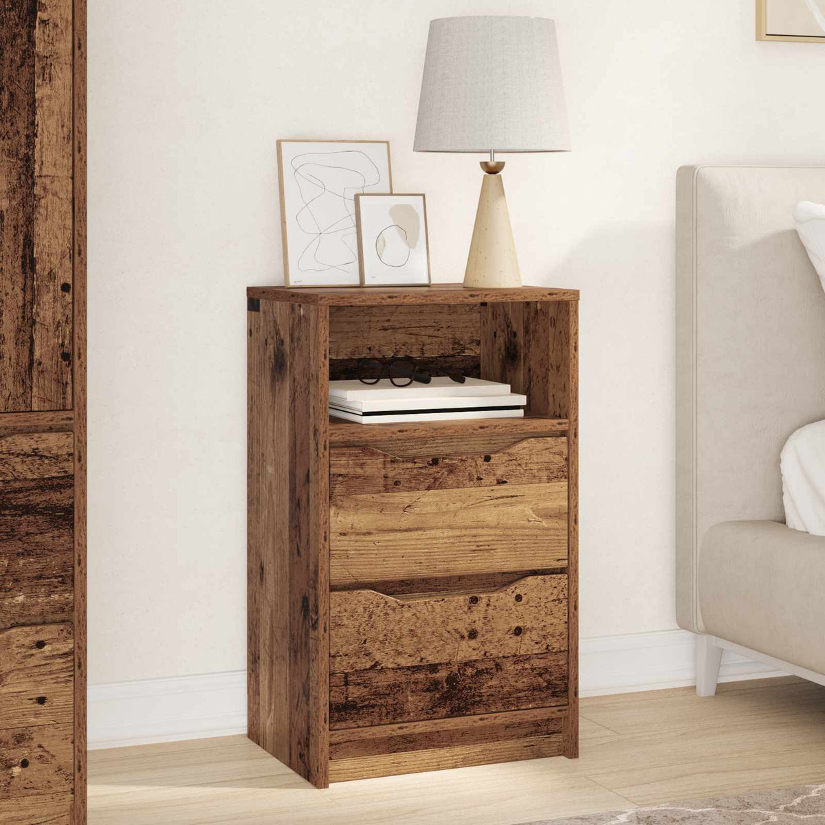 Bedside Table 40 x 30 x 67 cm Engineered Wood Old wood 1
