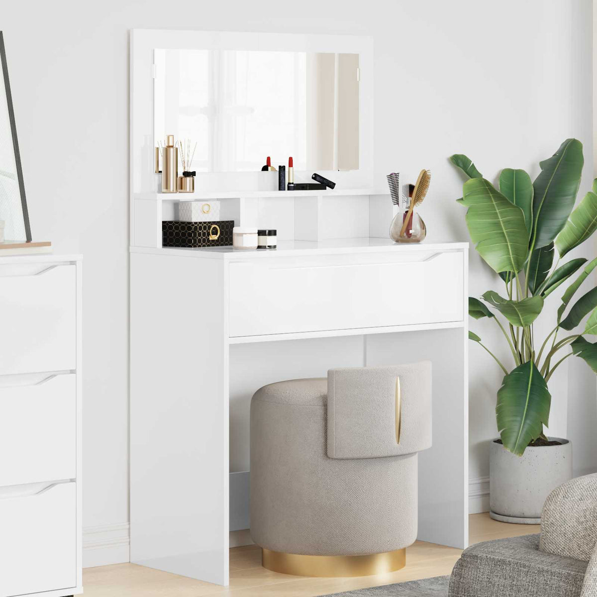 Bedroom Dressing Tables 80 x 39.6 x 135 cm High gloss white