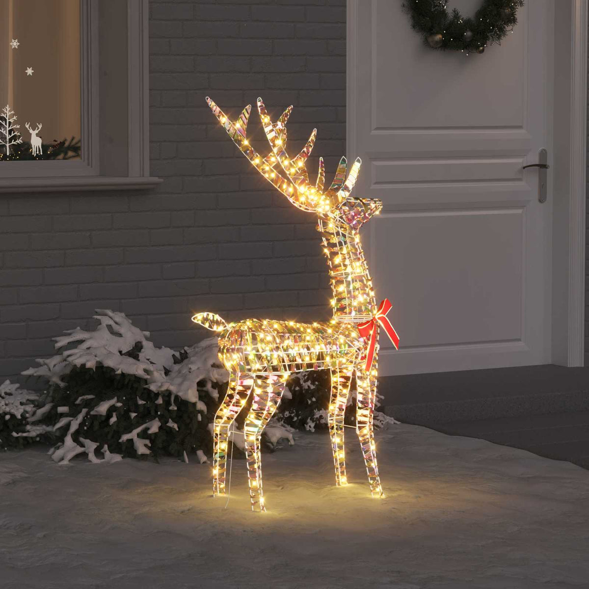 3D Christmas Reindeer LOVIISA 140 LEDs Warm White Height 128 cm 41 cm Iridescent PET