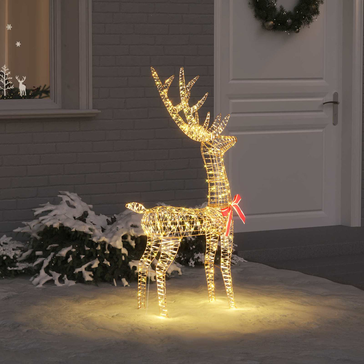 3D Christmas Reindeer LOVIISA 140 LEDs Warm White Height 128 cm 41 cm Gold PET