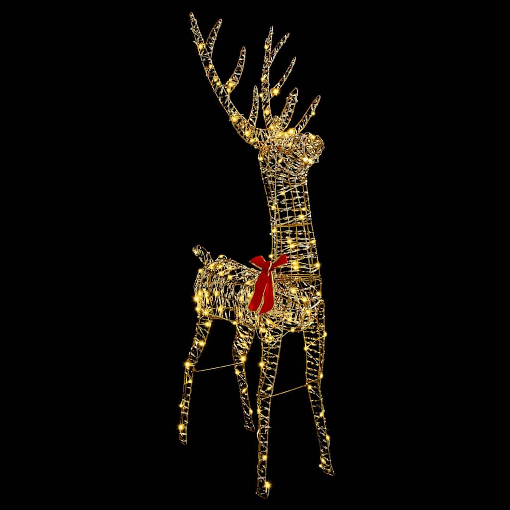 3D Christmas Reindeer LOVIISA 140 LEDs Warm White Height 128 cm 41 cm Gold PET