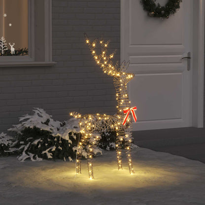 3D Christmas Reindeer LOVIISA 140 LEDs Warm White Height 128 cm 41 cm Rattan