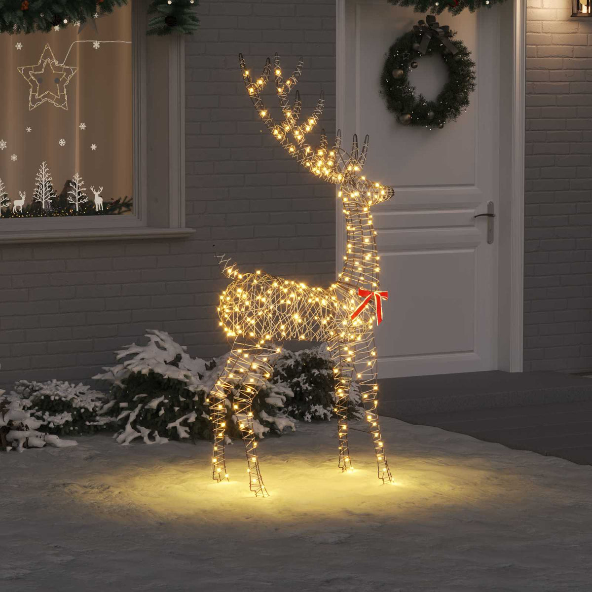vidaXL 3D Reindeer 250 LEDs Warm white 180 cm Rattan 1