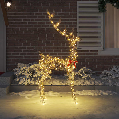 vidaXL 3D Reindeer 250 LEDs Warm white 180 cm Rattan 3