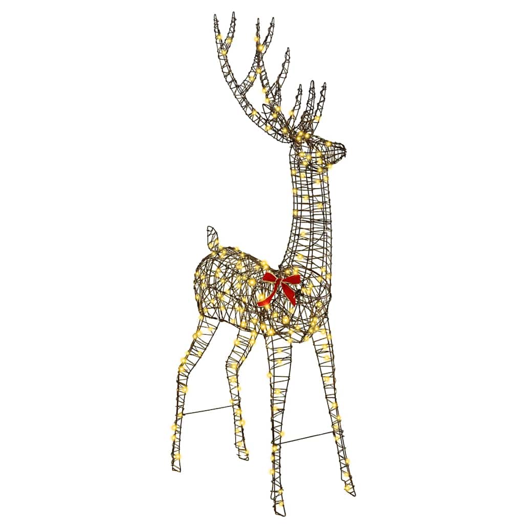vidaXL 3D Reindeer 250 LEDs Warm white 180 cm Rattan 2