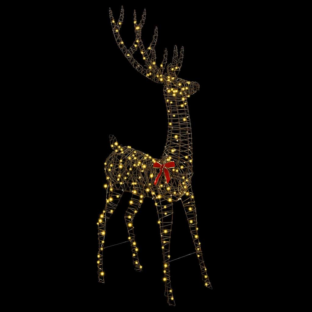 vidaXL 3D Reindeer 250 LEDs Warm white 180 cm Rattan 4