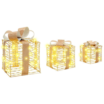 vidaXL Lighted Christmas Gift Box 3 pcs Warm White 4
