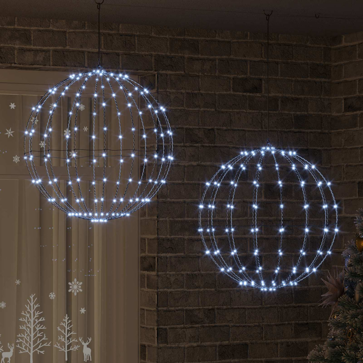 Christmas Finial Light 192 LEDs 2 pcs 60 cm Cold white